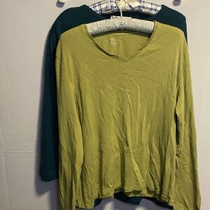 Milano Lime Green V-Neck Long Sleeve Top 2 pc bundle